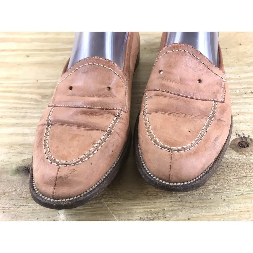 Manolo Blahnik Shoes Womens 40 Brown Leather Loafers Flats Slip Ons Italy